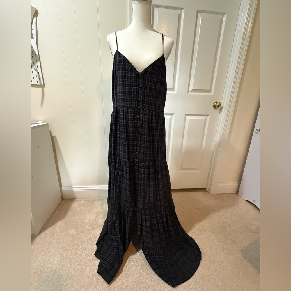 Treasure & Bond Black Maxi Sundress with Slit